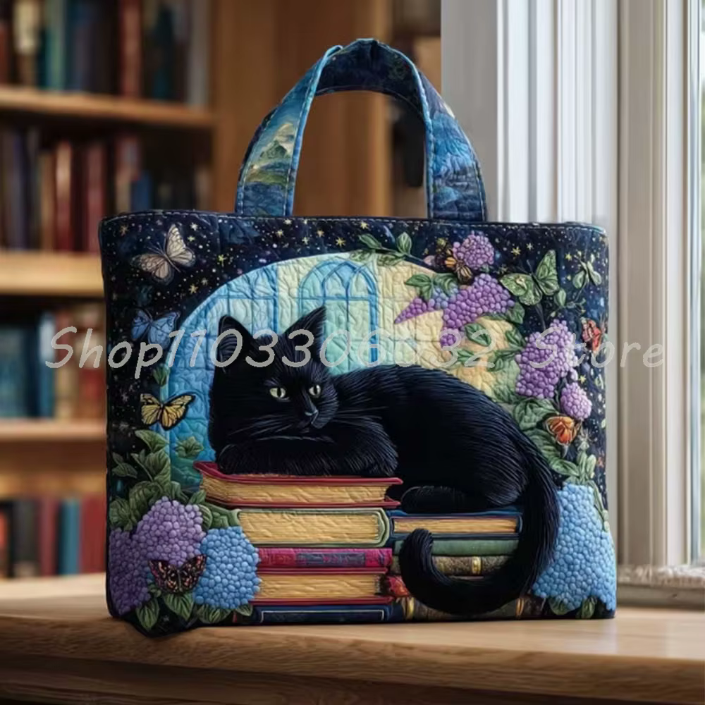 ‌ ‌ Sac fourre-tout matelassé 3D imprimé animaux (chat) pour femme et homme, sac de voyage, sac de w