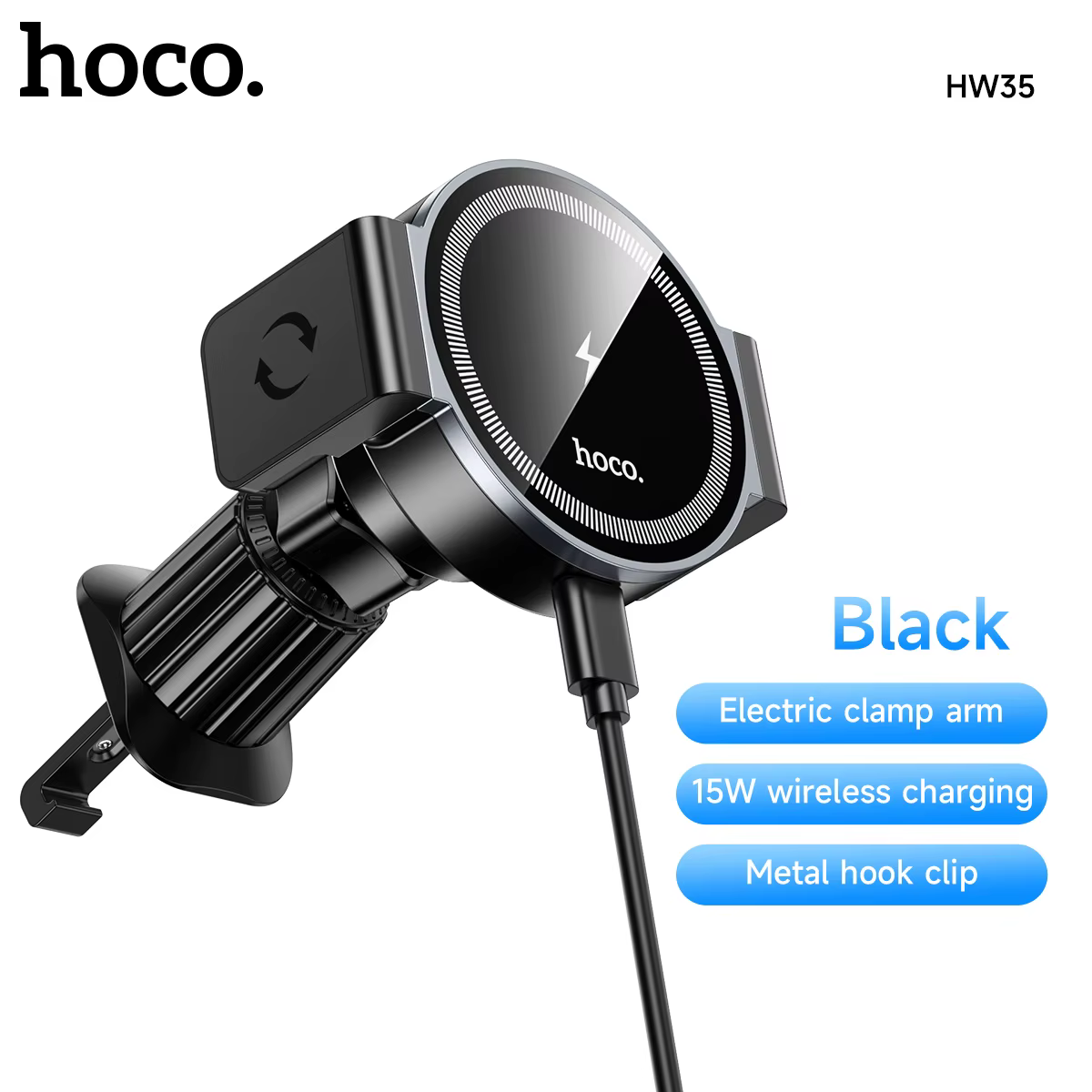 HOCO HW35 support de voiture magnétique sans fil à charge rapide dans la sortie d'air de voiture tél