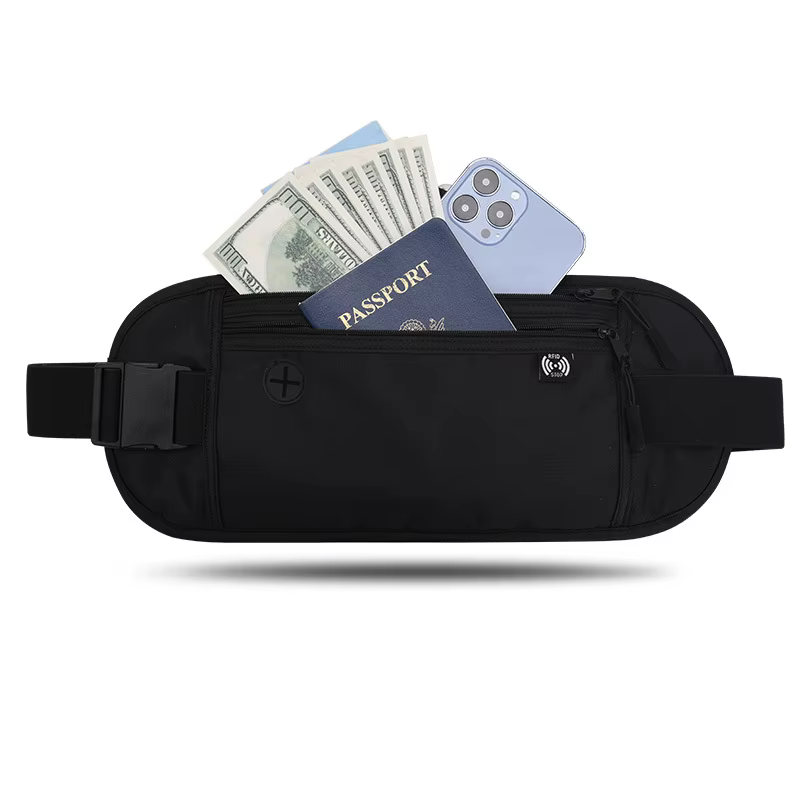 RFID bloquant étanche Sport voyage téléphone argent ceinture sac Fanny Packs hommes femmes caché por