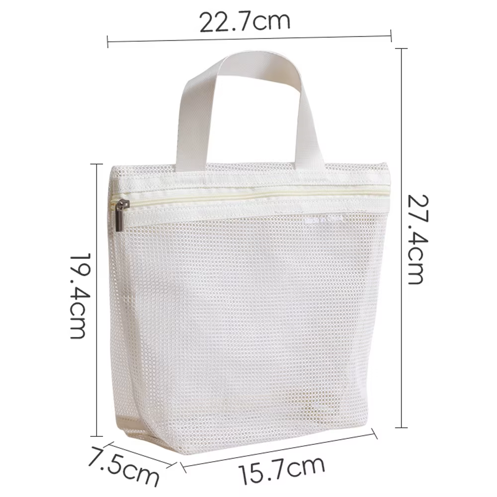 Sac de Douche en Maille avec Fermeture Éclair, Sac de Voyage pour Articles de Toilette, Organisateur