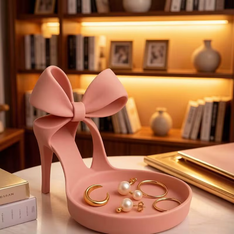 Plateau à bijoux pour coiffeuse, support de présentation imprimé en 3D en forme de talon haut, organ