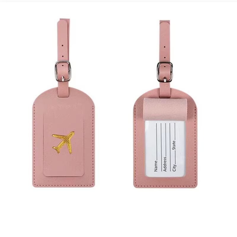 Étiquette de bagage en cuir PU pour femmes et hommes, étiquette d'identification de valise, sac d'em
