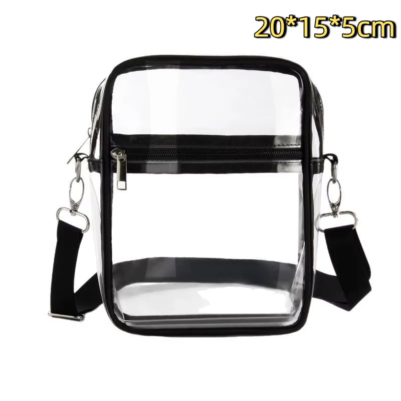 Sacs transparents pour femmes, sac léger en PVC avec fermeture éclair, approuvé pour les stades, pou