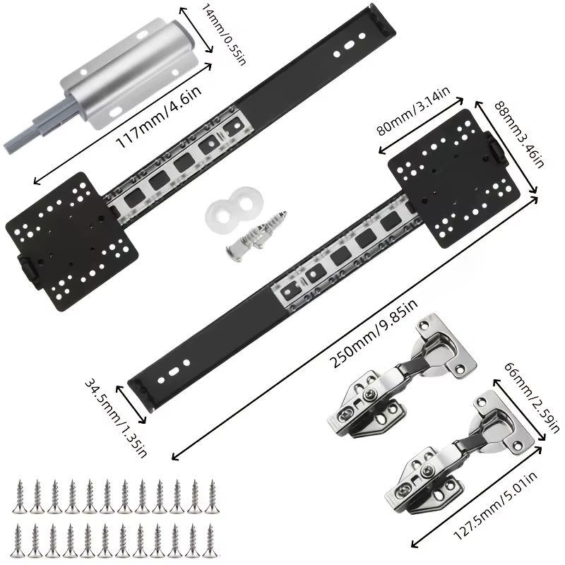Kit de quincaillerie pour porte coulissante, 5 pièces, rail caché peu encombrant et système pliable 