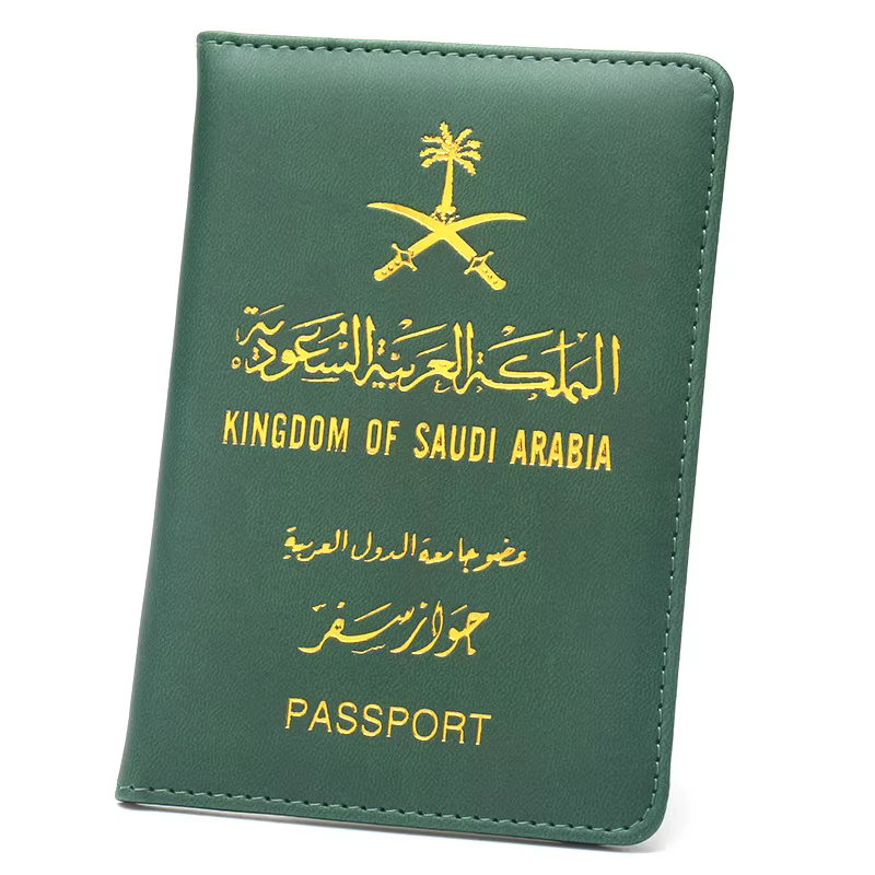 Étui vert pour passeport d'arabie saoudite, portefeuille de voyage fin et léger, porte-documents de 