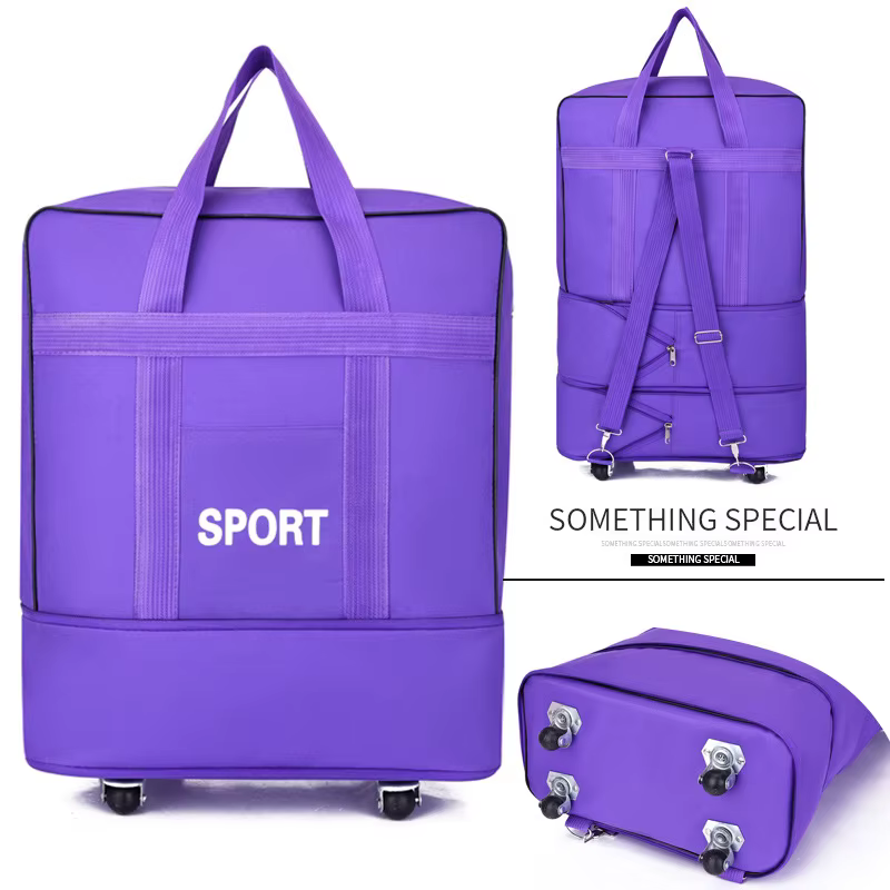 Sac à Bagages de Voyage à Air Vérifié, Roue Universelle Pliable, Rangement Mobile, Oxford, Cubes d'E