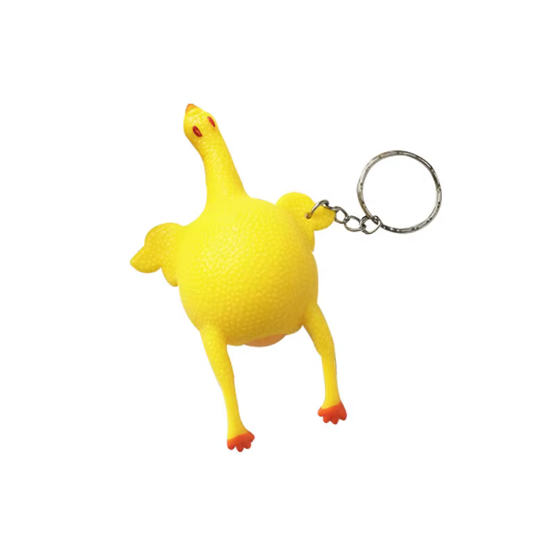 Porte-clés amusant en forme de poule pondeuse, boule anti-stress créative, gadget farfelu et amusant
