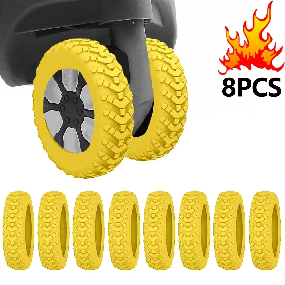 8 pièces valise à bagages universelle roues Silicone résistant à l'usure chariots boîtier roulette p