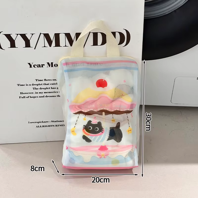 Sac à linge chat dessin animé sacs à linge avec fermeture éclair sous-vêtements vêtements sacs en ma