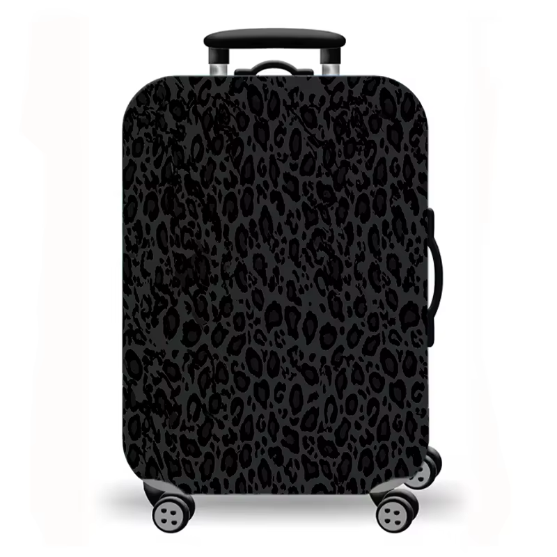 Housse de valise, imprimé léopard et vache, motif branche végétale minimaliste, protection extensibl
