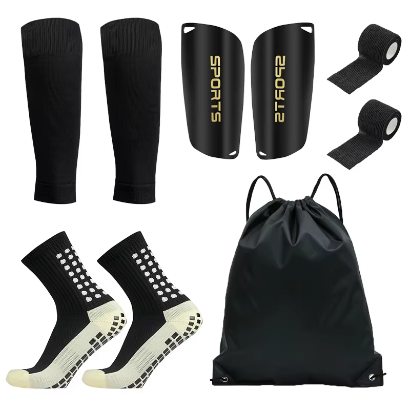Lot de 5 pièces : Sac de football pour adolescents, Chaussettes de football antidérapantes pour homm
