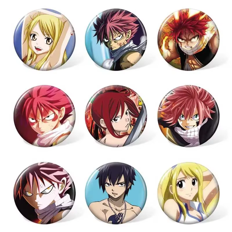 Anime Fairy Tail sac à dos ou sac accessoires étherieux Natsu Dragneel dessin animé Badge Erza Scarl