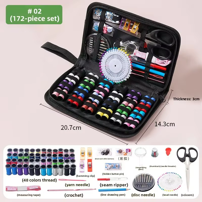 Kit de couture complet professionnel, ensemble avec fils, aiguilles, ciseaux, ruban à mesurer pour b