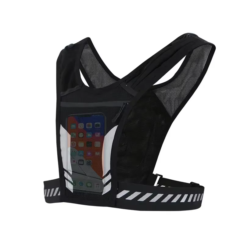 Sac à dos réfléchissant de course de nuit, porte-carte mobile, gilet de sport de fitness de jogging,