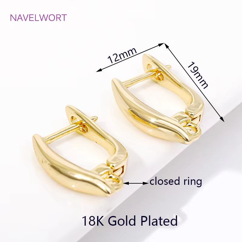 Bricolage boucle d'oreille faisant des accessoires 18K plaqué or lisse boucle d'oreille crochet ferm