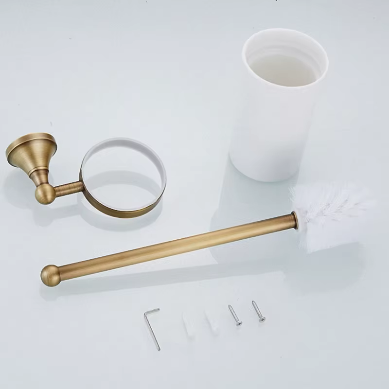 Pendentif de salle de bain rétro, tasse en céramique blanche, poignée en laiton, support pour brosse