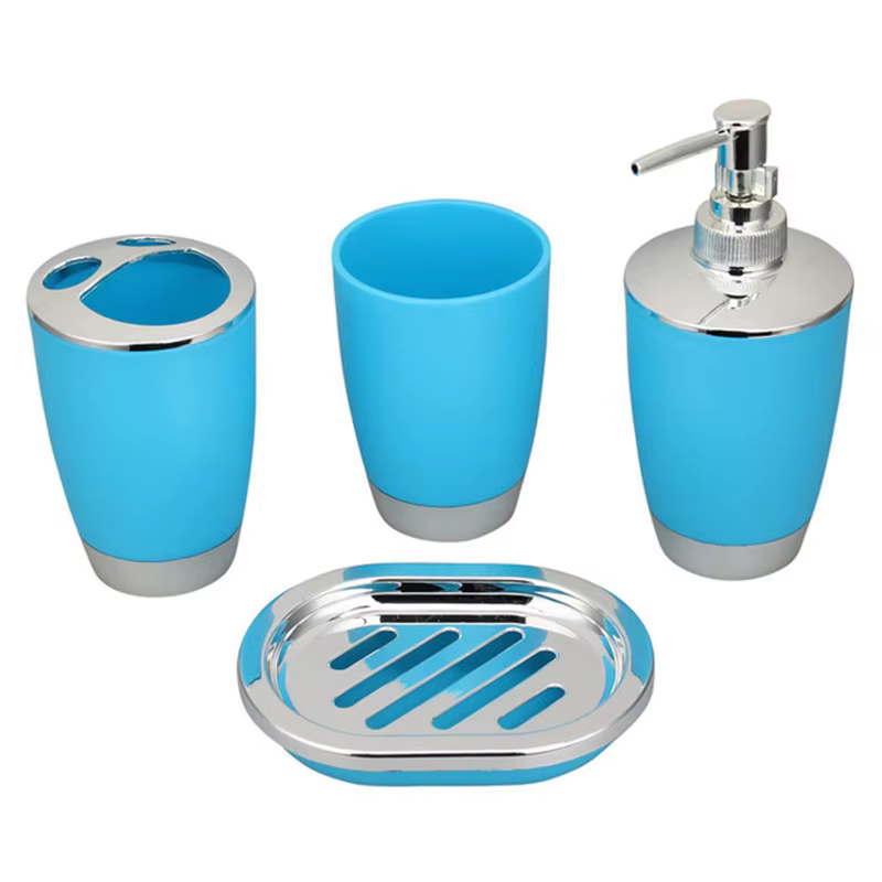 Ensemble d'accessoires noirs avec distributeur Regina, porte-brosse à dents, tasse de lavage, brosse