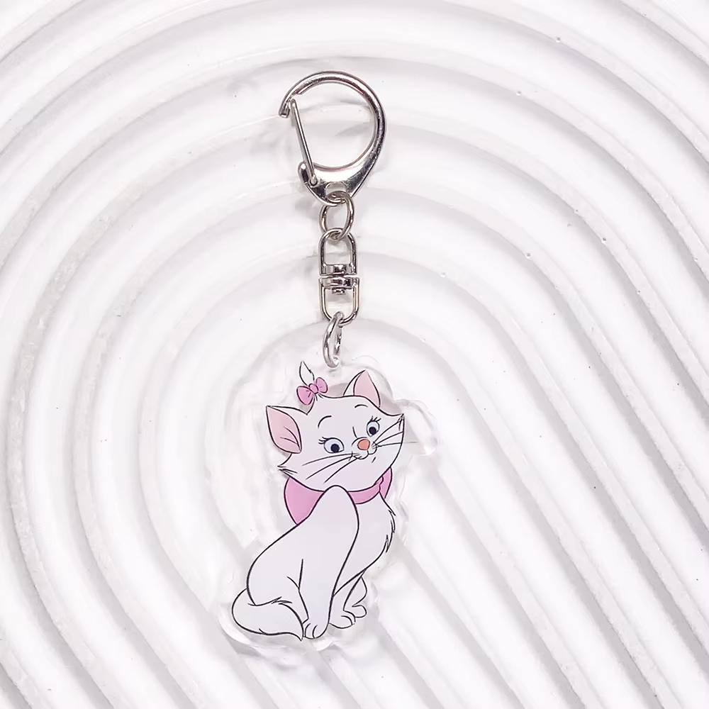 Porte-clés en acrylique Disney The Aristocats Marie Cat, accessoires pour sac, porte-clés amusant po