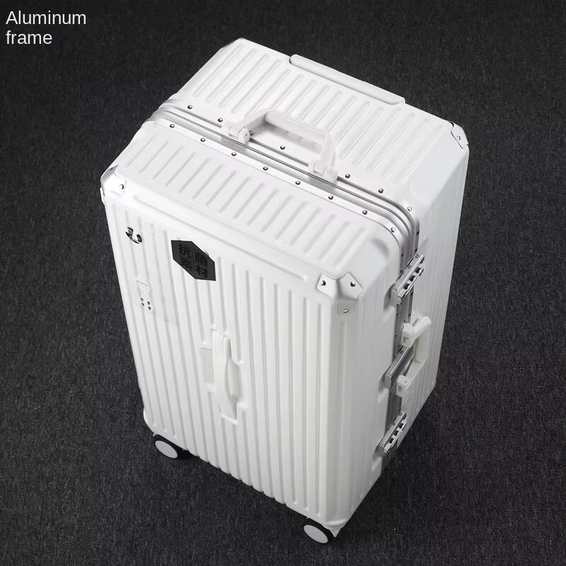 Valise de grande taille avec cinq roues et frein, bagage à roulettes de 30 pouces en matériau PC, va