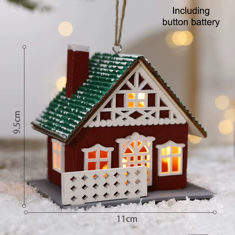 Maison de noël en bois LED, Mini maisons de neige de noël, Figurines de construction de Village d'hi