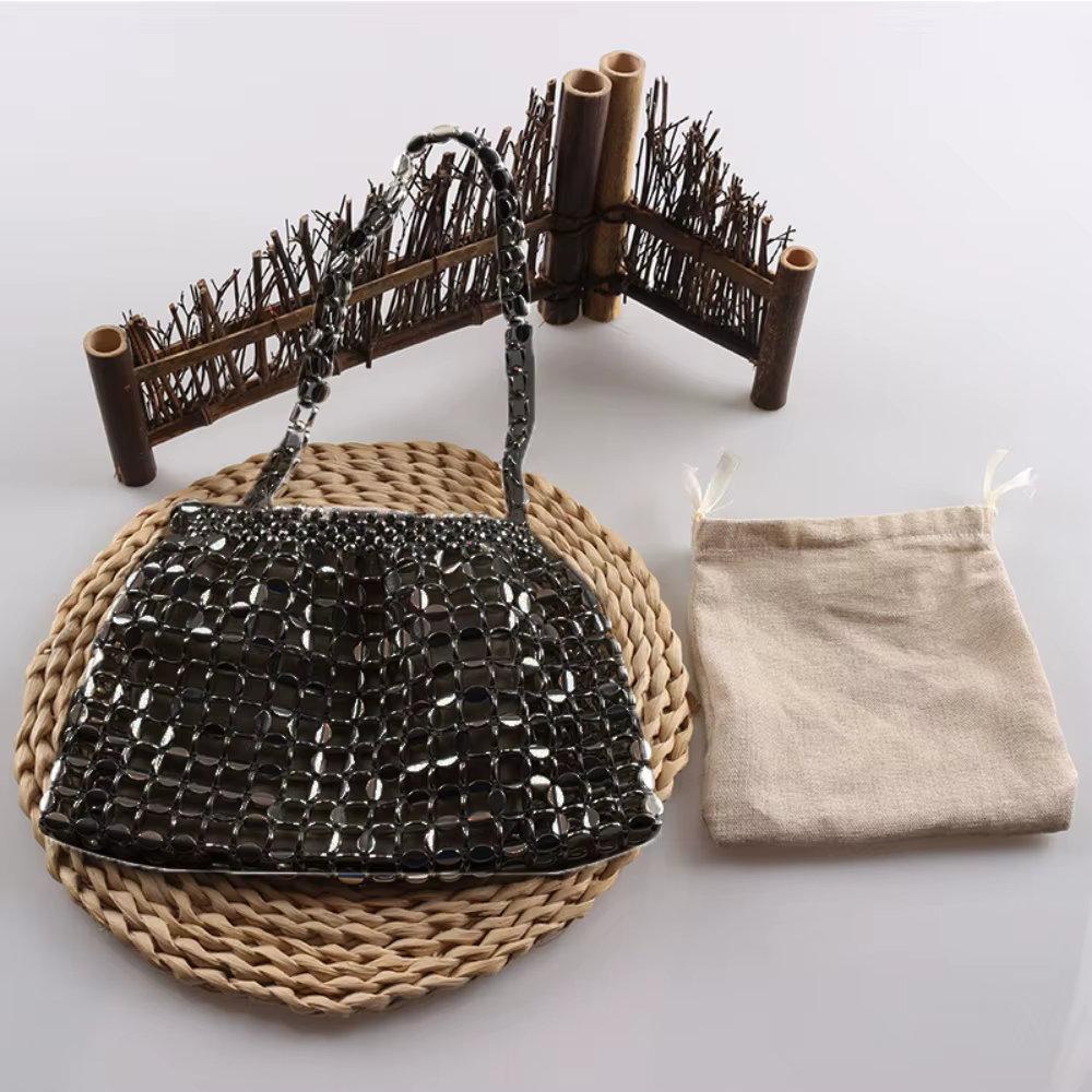 Sac de soirée pour femmes, sac à main tissé à paillettes, sac à bandoulière tendance, sac à main sci