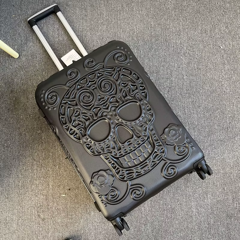 Valise de voyage avec éléments pop de personnalité, modules tendance punk, boîte d'embarquement de 2