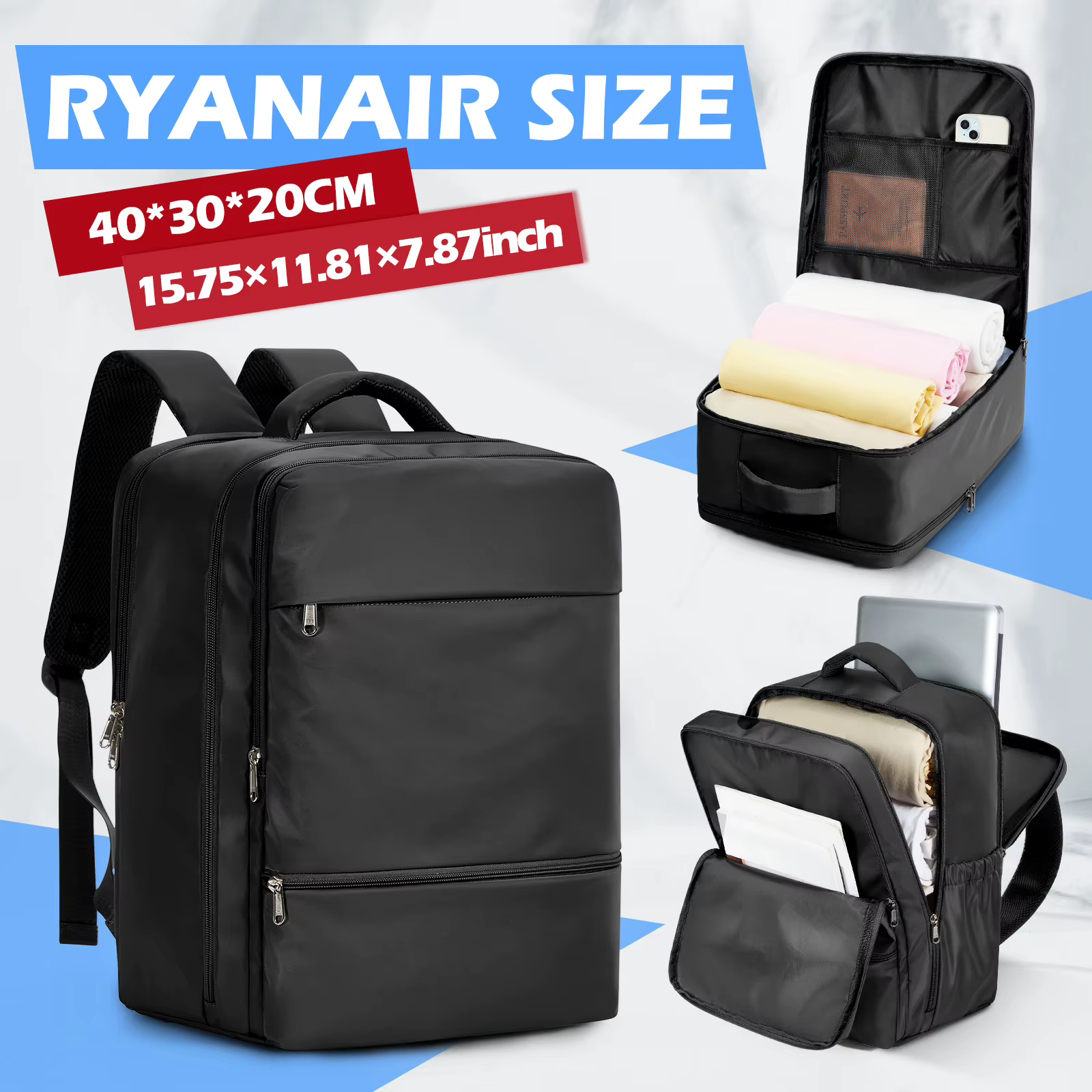 Sac à dos de voyage pour cabine Ryanair 40x30x20, bagage à main pour femme et homme, pour ordinateur