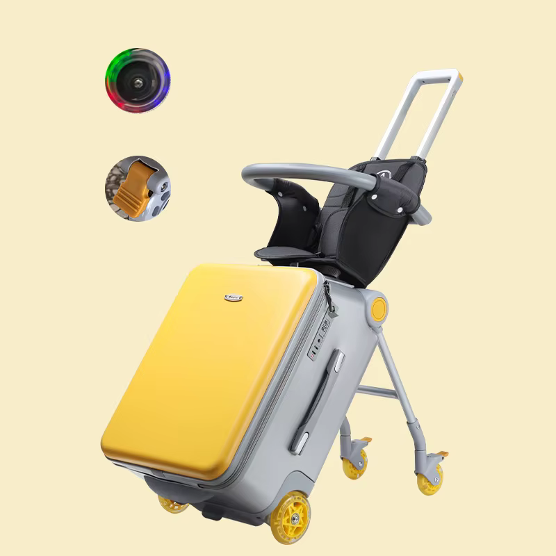 Valise pour enfants avec roulettes, grandes valises avec conception de siège enfant, bagage à main r