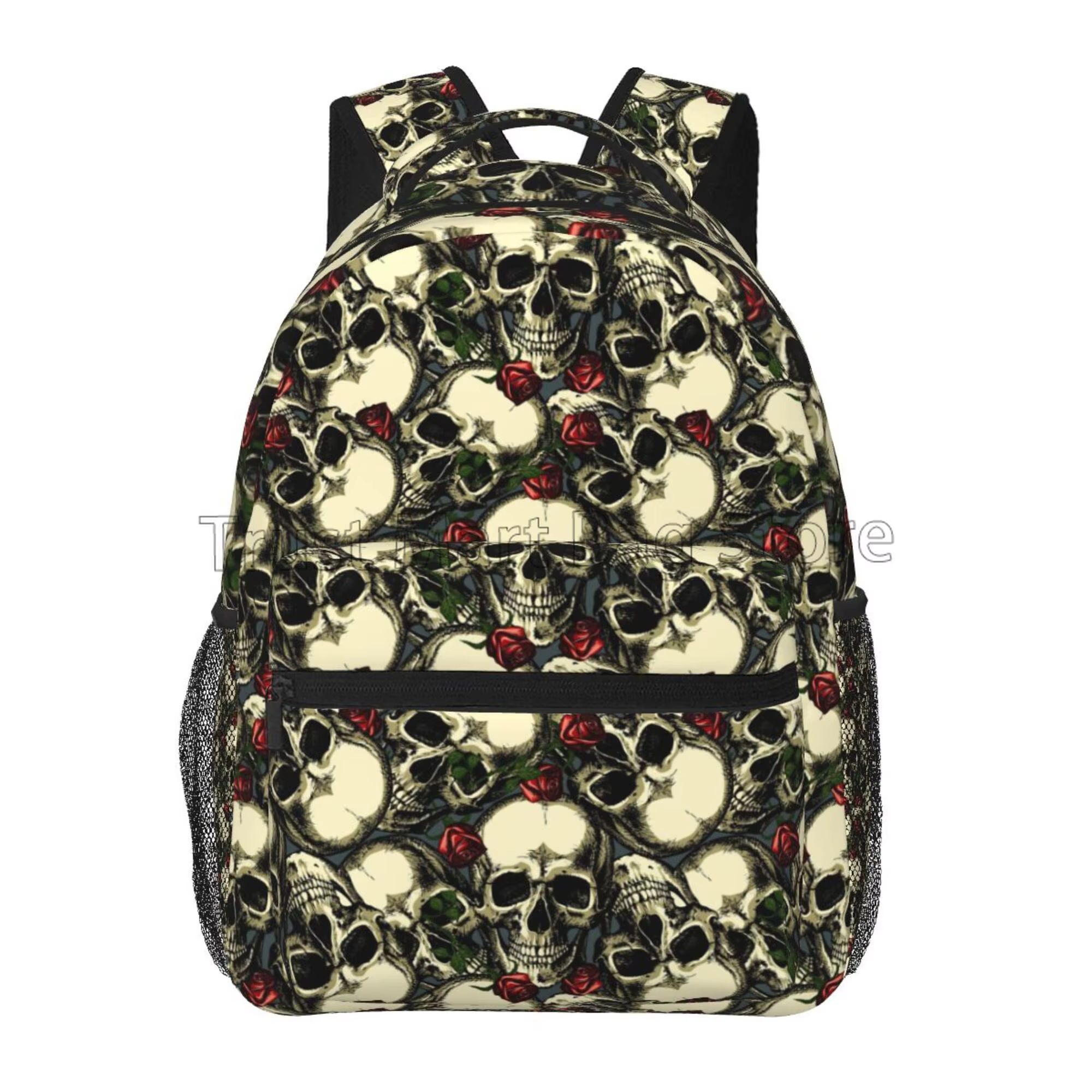 Sac à dos crâne rétro effrayant pour femmes et hommes, sac de voyage décontracté, sac à livres d'uni