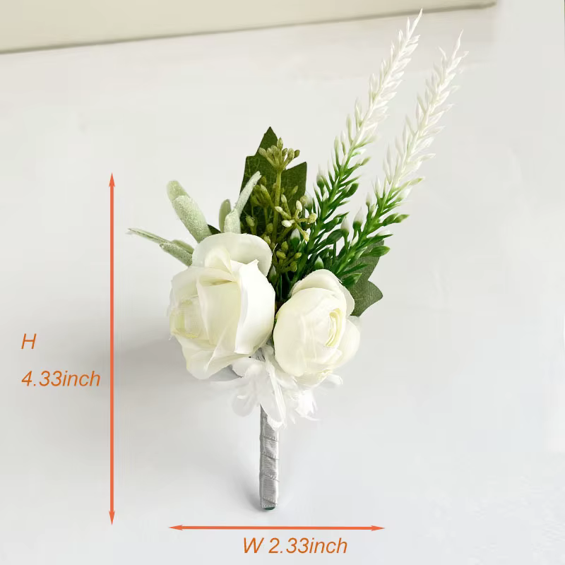 Boutonnière artificielle pour hommes, accessoires de fête de mariage, broche, fleurs, poubelle, bout