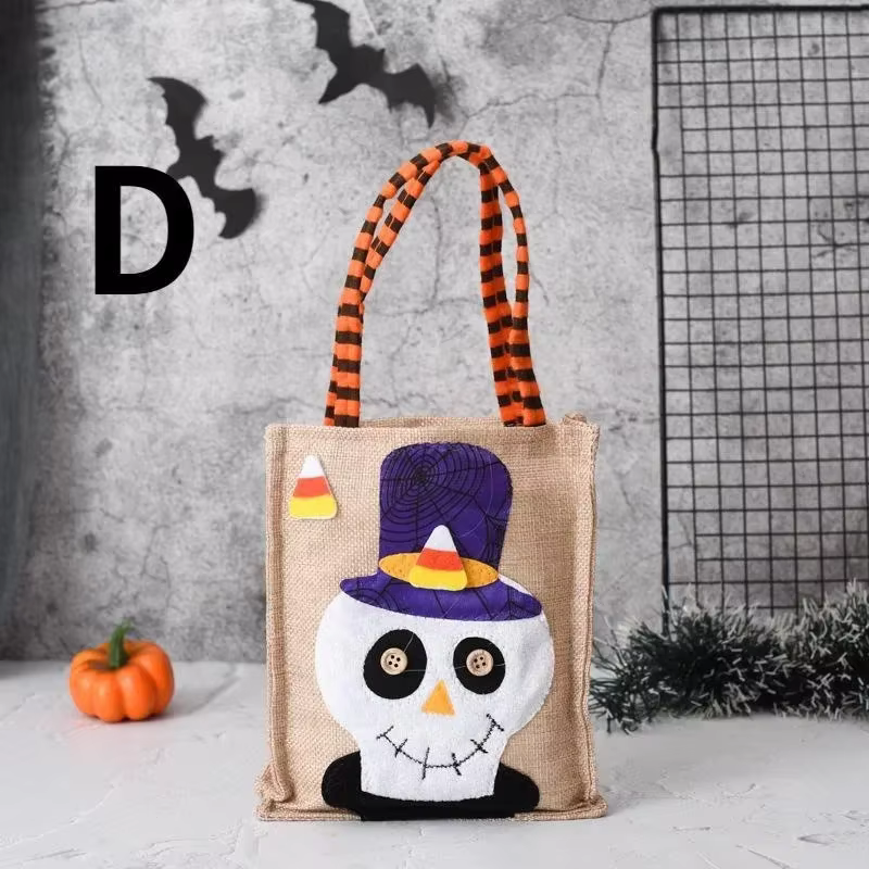 Mir à Bonbons en Lin Feutré pour Enfant, Décorations de ixd'Halloween, Sac Cadeau, Citrouille, Fantô