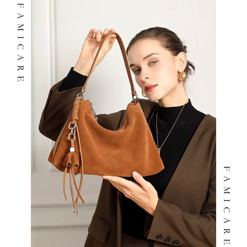 2025 automne hiver nouveau daim cuir spacieux oreiller sac fourre-tout Vintage unique sac à bandouli