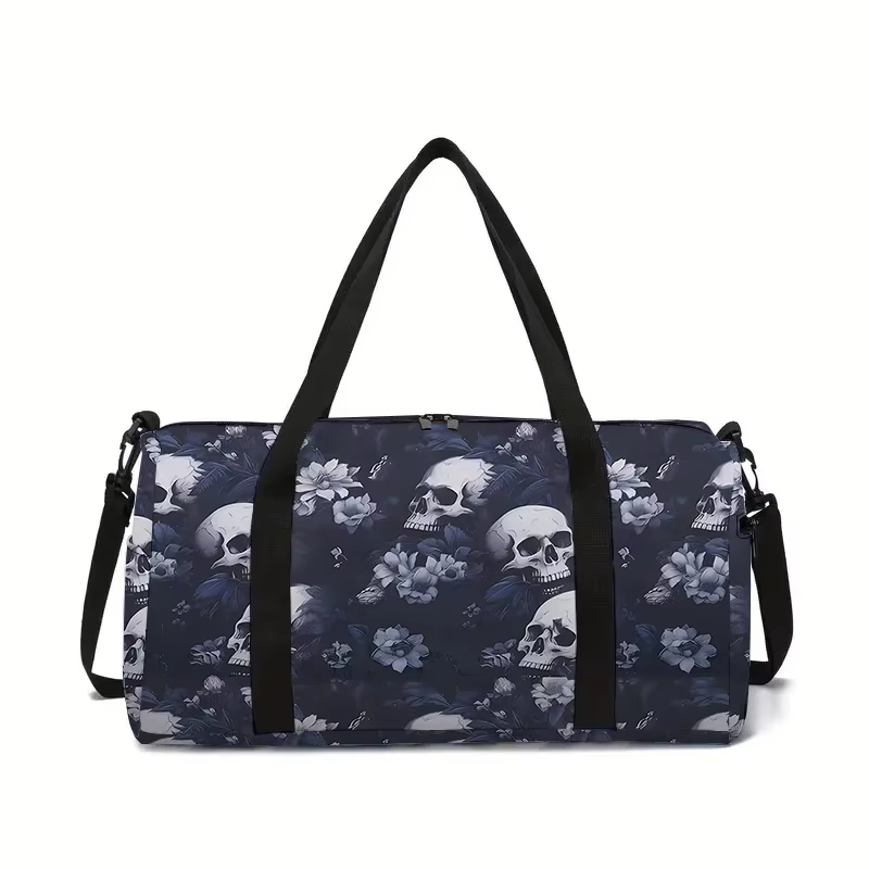 Sac de voyage grande capacité motif crâne floral pour garçons et filles – Meilleurs cadeaux – Sac de