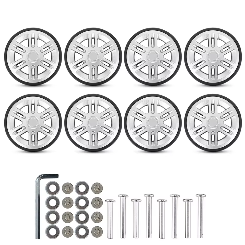 Roues remplacement bagages 60mm, réparation roues valise Double en caoutchouc 8 pièces