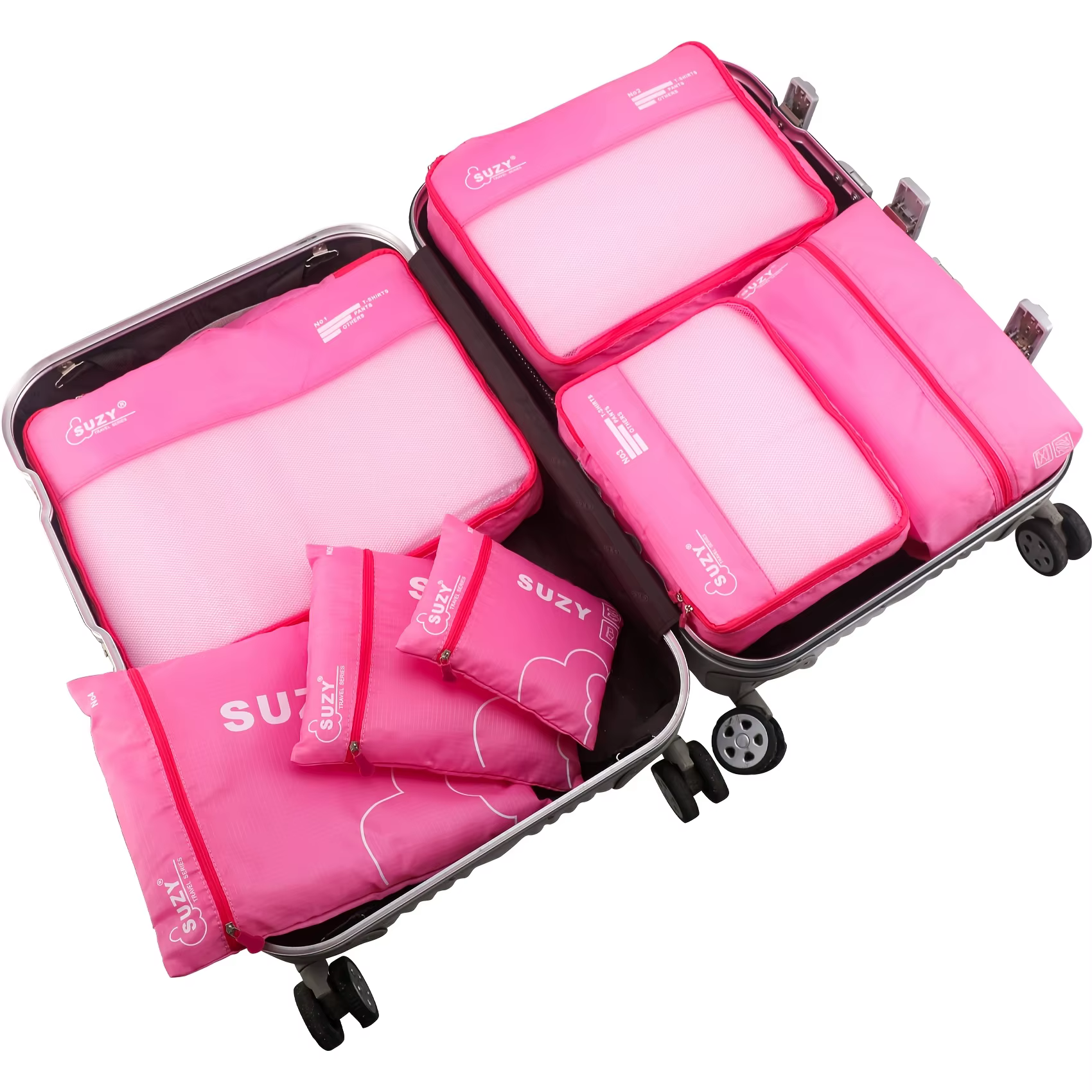 7 ensembles de sacs de rangement de bagages pour la famille, Cubes d'emballage de voyage respirants