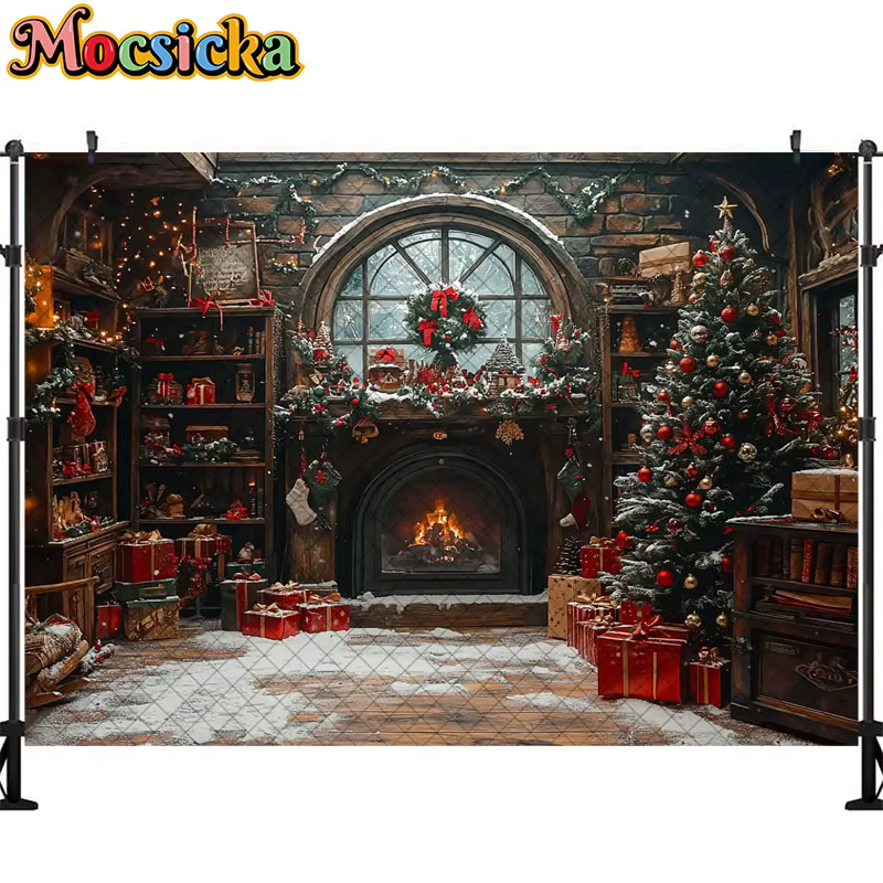 Arrière-Plan de Photographie de Noël, Guirxiété de Maison au Beurre, Décoration de Vacances, Portrai