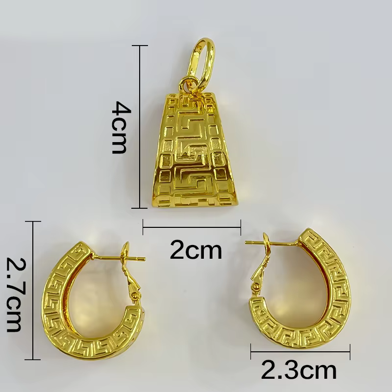 Pendentif de luxe avec chaîne, ensemble de bijoux plaqués or pour femmes, collier, boucles d'oreille