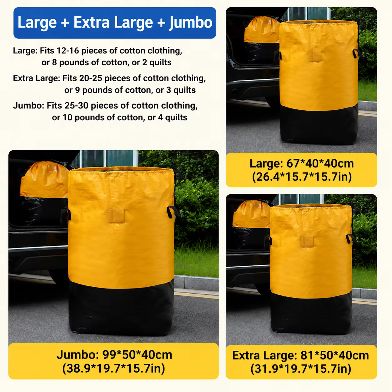 Sac de déménagement imperméable de grande capacité, sac de rangement en polyéthylène résistant pour 