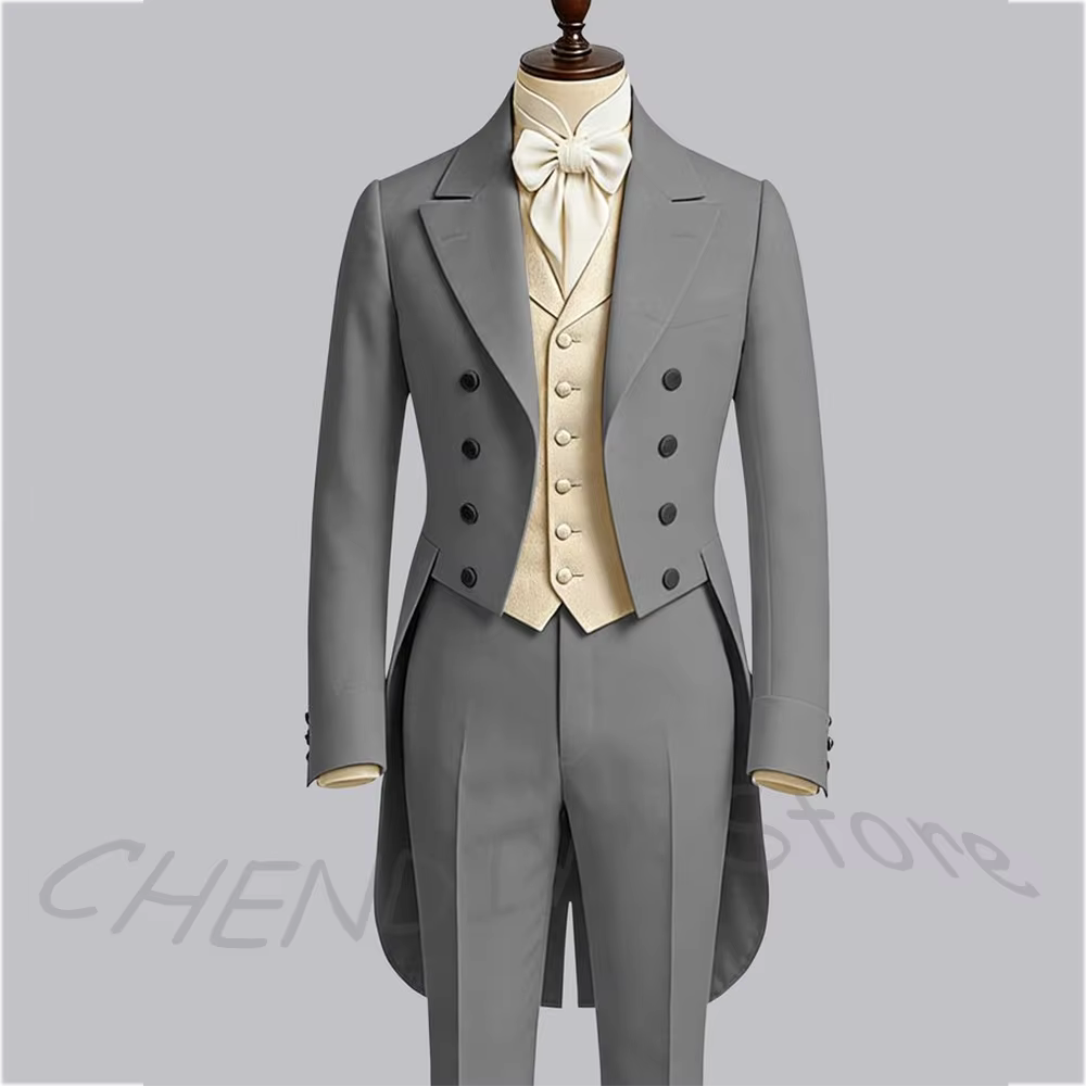 Costume de mariage élégant pour hommes, ensemble de vêtements à la mode à revers, trois pièces, haut