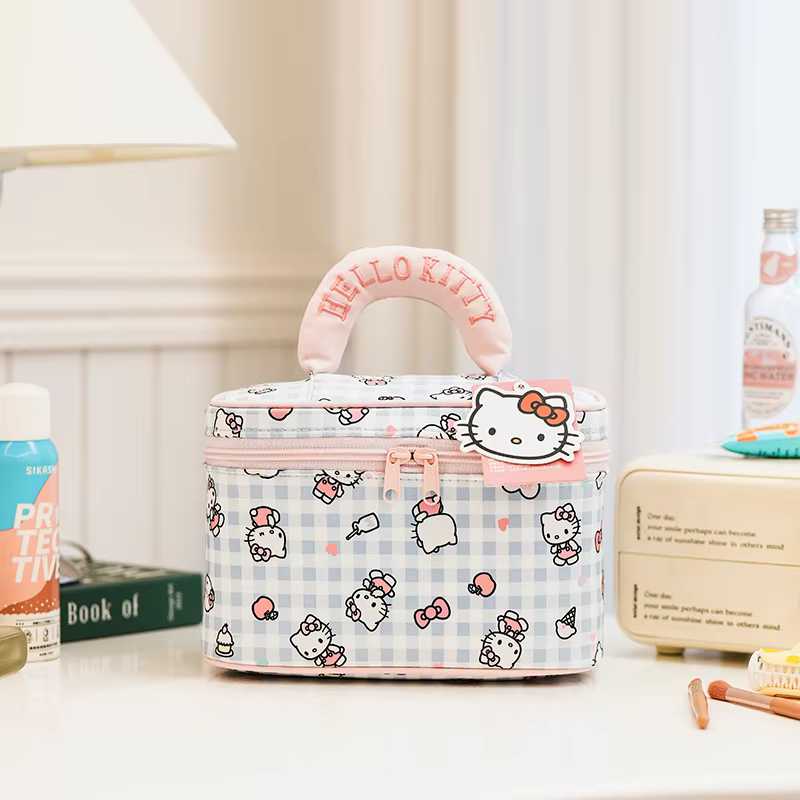 Sac à cosmétiques portable de grande capacité, dessin animé Hello Kitty, sac de rangement de toilett