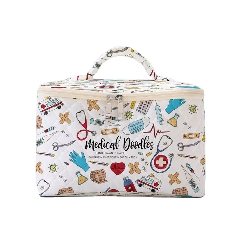 1 pièce, cosmétiques de voyage portables avec motifs de fournitures médicales, sacs de rangement de
