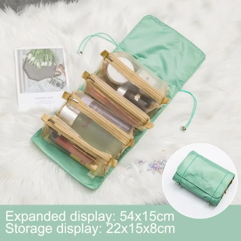 Grand sac à cosmétiques de voyage pour femmes, organisateur de maquillage en cuir, trousse de toilet