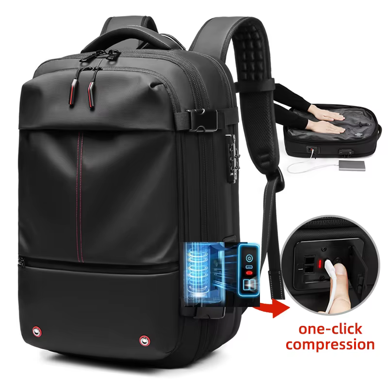 Sac à dos de voyage pour hommes, pompe de démarrage en un clic, compression sous vide, sac à dos pou