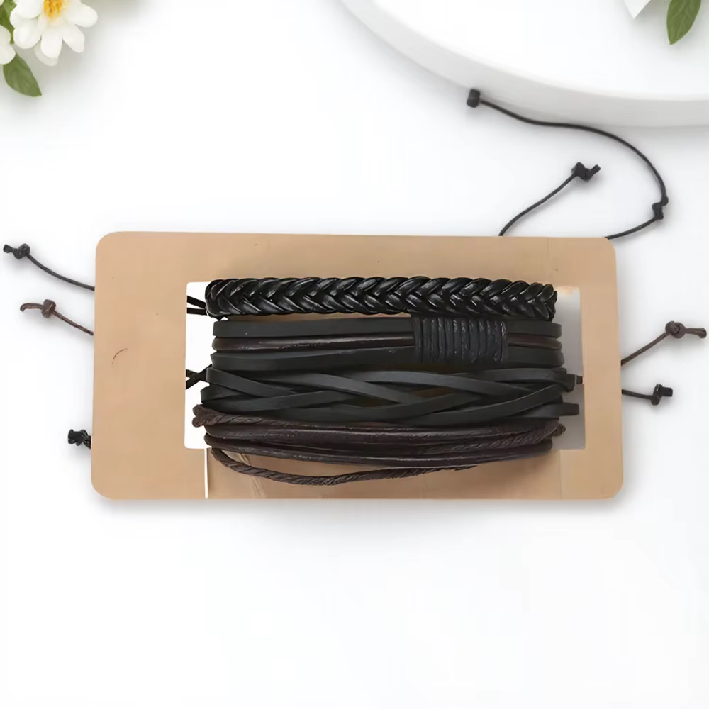 1 ensemble de Bracelets en cuir pour hommes, pour petit ami, élégants, bijoux, cadeau pour lui, acce