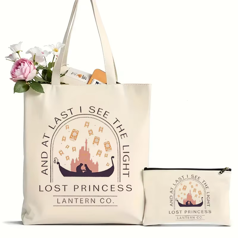 Sac fourre-tout à motif princesse perdue raiponce, sac à bandoulière en toile décontracté, sac d'épi