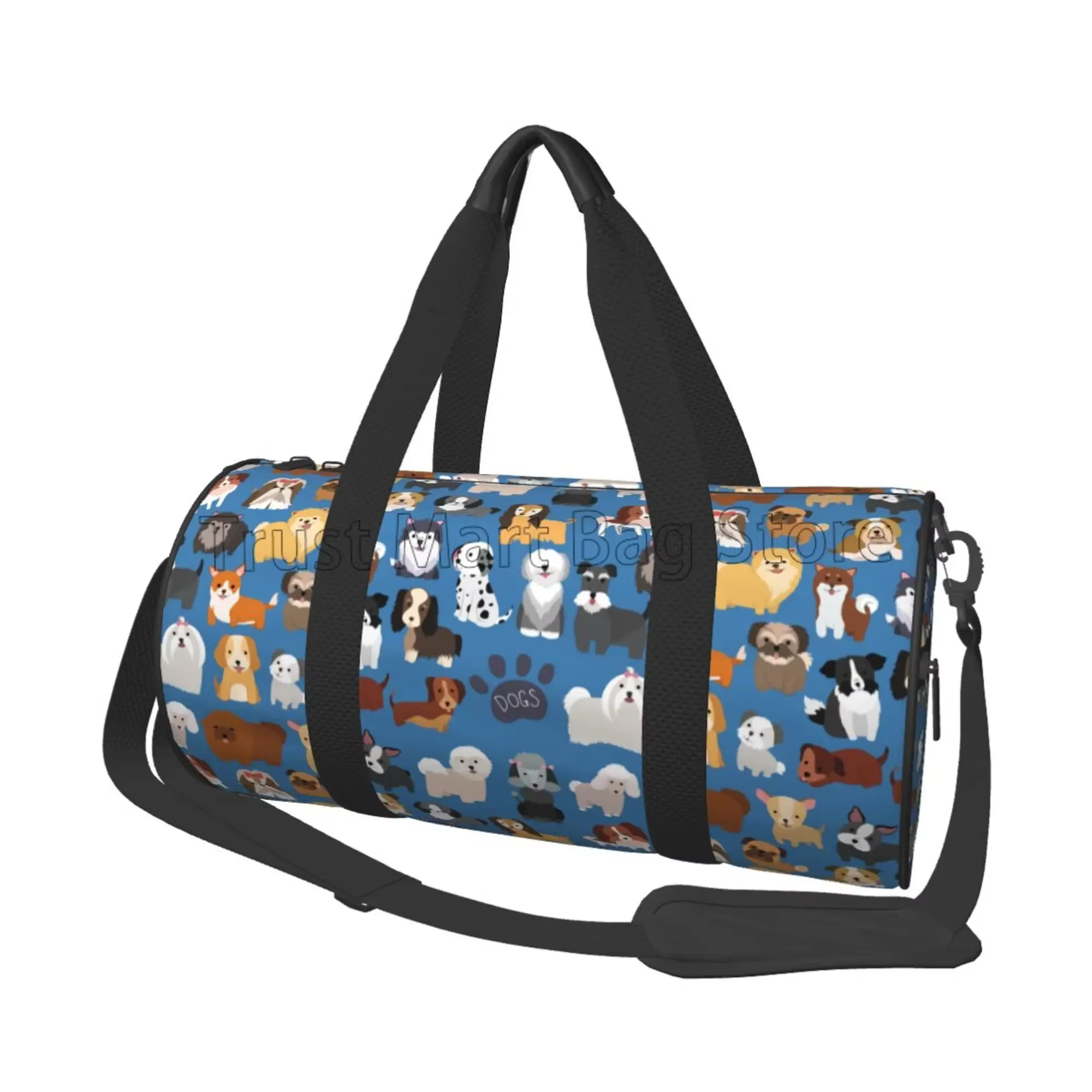 Sac polochon de voyage imprimé chien Doodle mignon, imperméable et pliable, fourre-tout de nuit pour