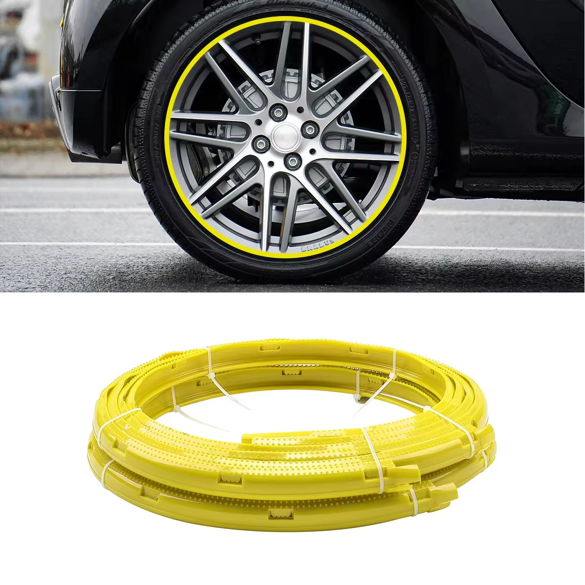 Lot de 4 protections décoratives universelles anti-rayures pour jantes de voiture (13-24 pouces) – A