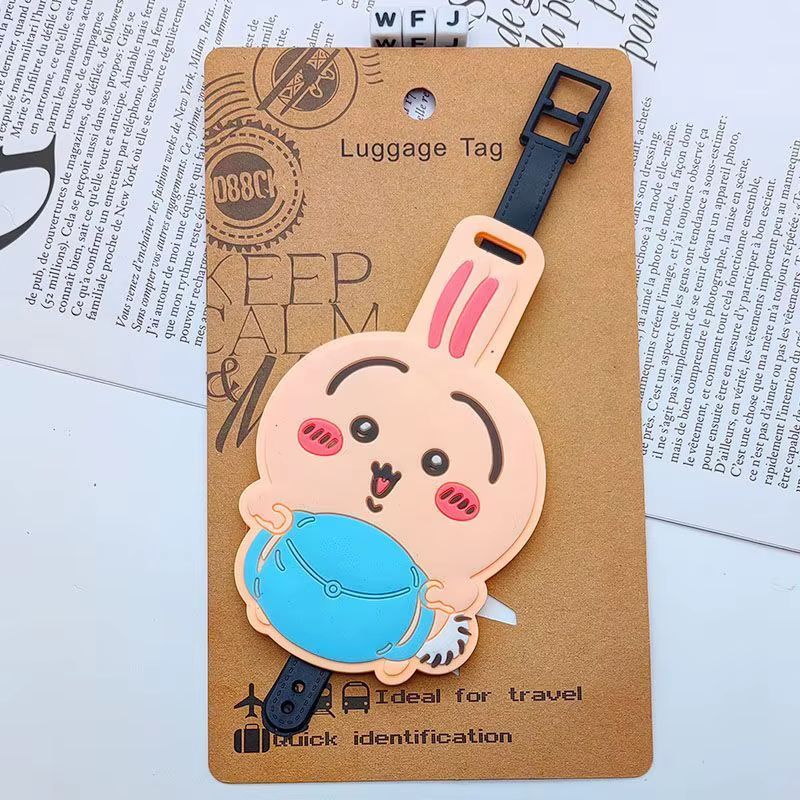 Étiquette de bagage officielle sous licence Chiikawa, mignonne, en PVC, étanche, porte-cartes de nom