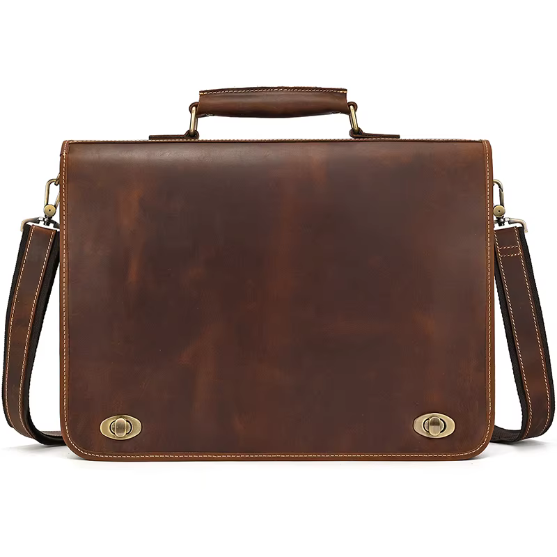 Sac pour ordinateur portable en cuir véritable personnalisé pour hommes, étui à bombes de voyage d'a