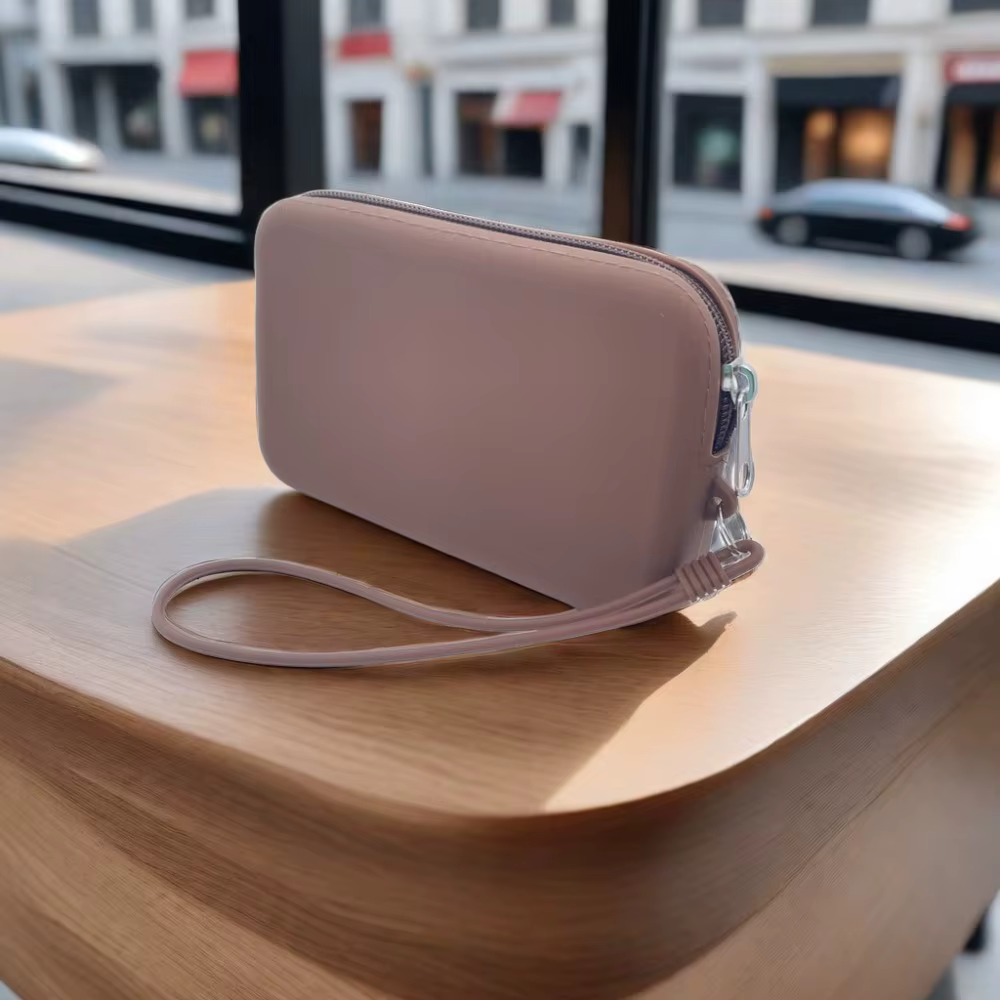 Sac cosmétique rectangulaire en silicone pour femme, porte-monnaie, petit sac à objets
